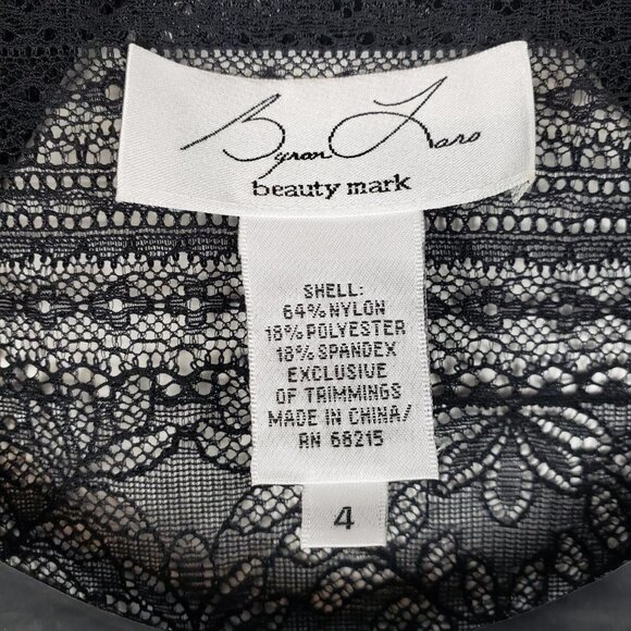 Byron Lars Beauty Mark Top Black Lace Mesh Short Sleeve Sheer Tee Shirt Size 4 - Picture 6 of 8